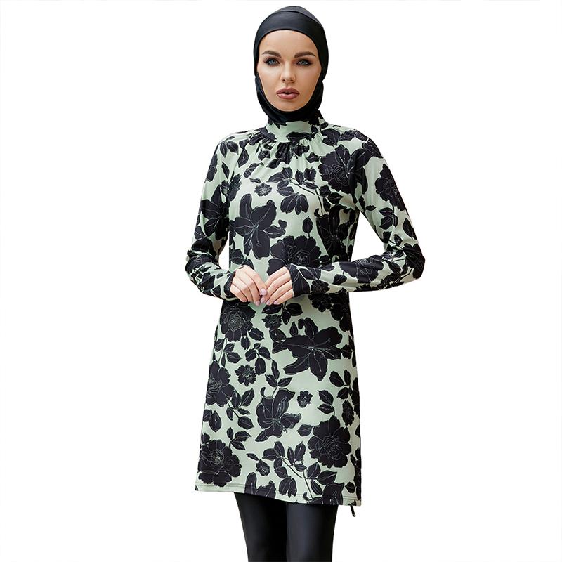 

Женский длинный исламский купальник, мусульманский купальник, женский скромный купальный костюм с кепкой, купальник с принтом, пляжная одежда XL