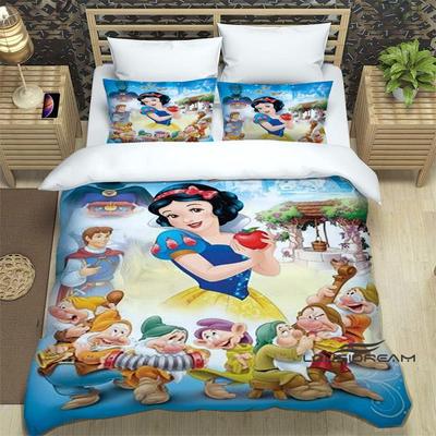 Snow White and the Seven Dwarfs Bedding Set, 3D Printed Cartoon Pattern Duvet Cover, Soft and Comfortable, Extra-large Size,