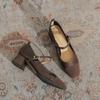 875-2 Temperament retro small square head thick heel Mary Jane single shoes women's one-word buckle 2025 new versatile high heels