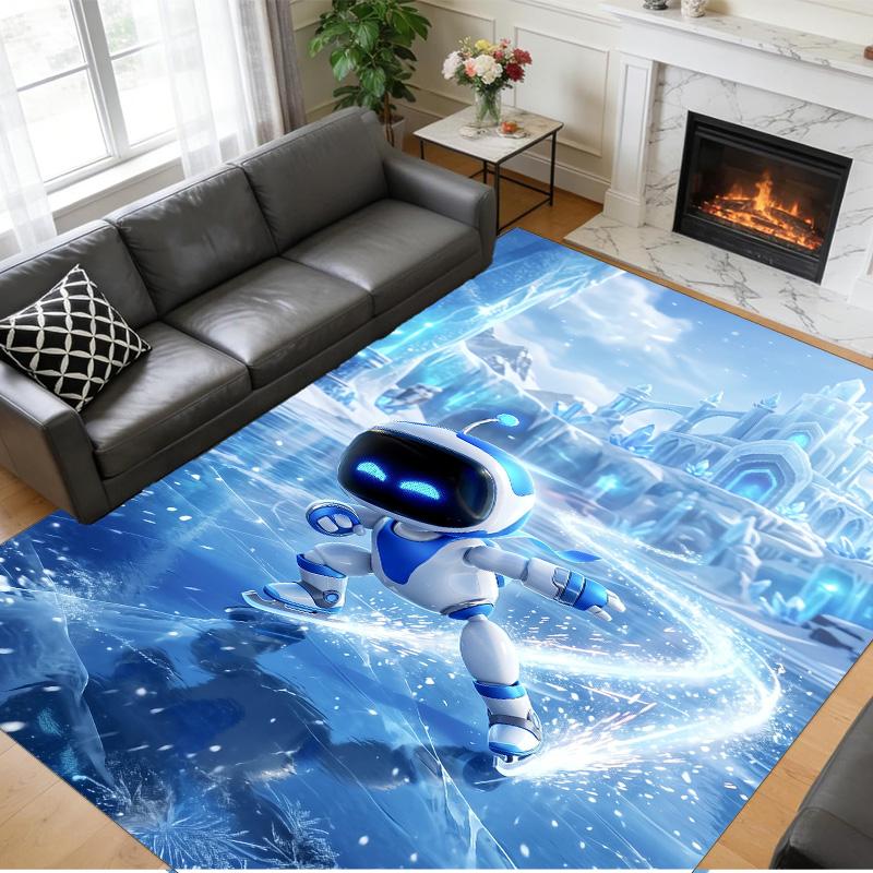 Tappeto Antiscivolo in Velluto di Cristallo, Tappeto con Design Astro Bot per Interni, Soggiorno, Camera da Letto, Decorazione per la Casa