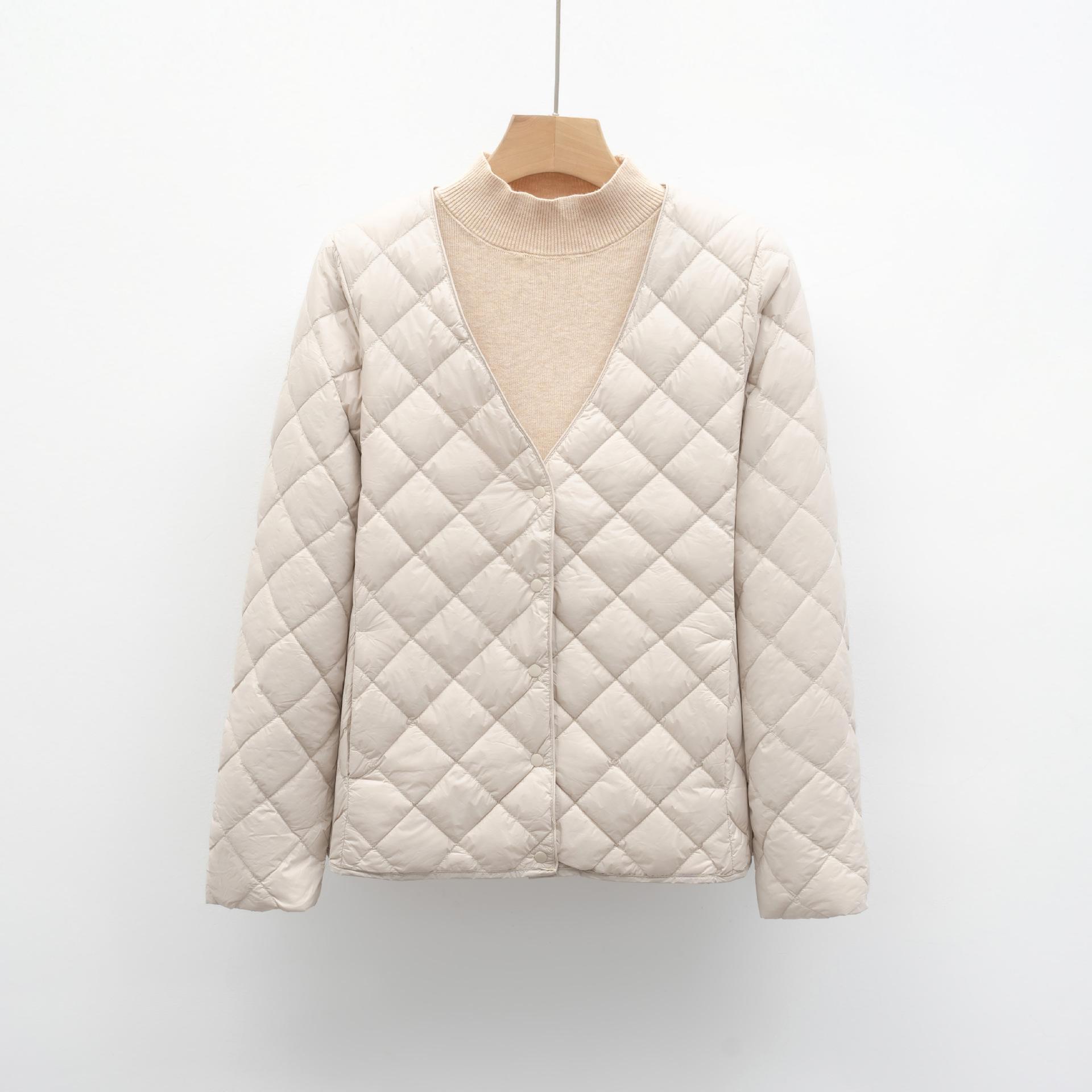 

Down liner down autumn and winter light down jacket women s V-neck inner and outer jacket 3XL