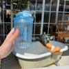 Creative Simple Frosted Coffee Color Cup with Straw Office Men's and Women's Tea Compartment Flower Tea Cup Student Home Dormitory Plastic Cup