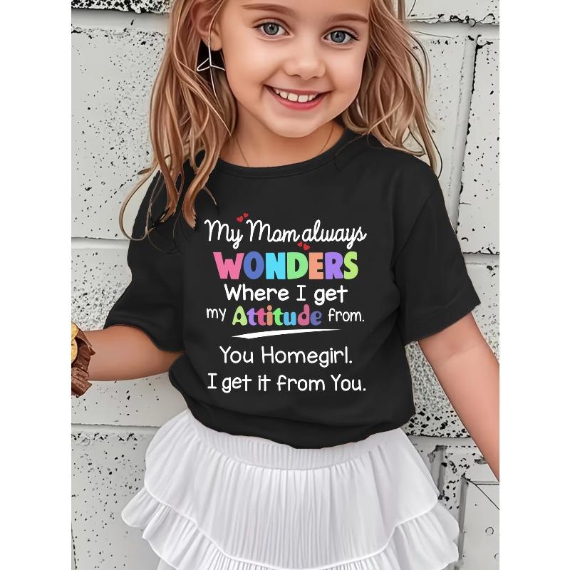 

European sizes My Mom Often Wonders Where I Find Trendy Letter Print Fashion Round Neck T-Shirts 98cm чёрный