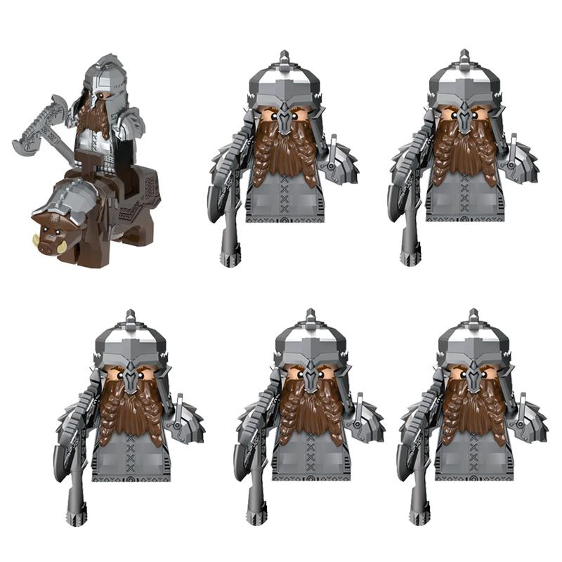 MOC Středověké Vojenské Stavební Kostky Elfský Bojovník Ork Rohan Gondor Rytíř Sada Postav Zvířecí Armáda Zbraň Luk Kuše Hračka