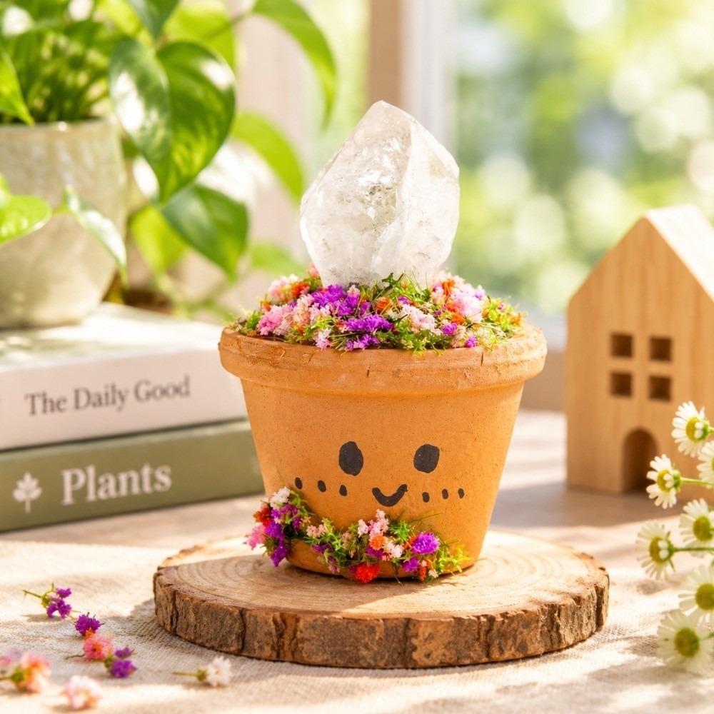 Feng Shui Crystal Stones Potted Plant Mini Decorative Rhinestone Potted Meditation