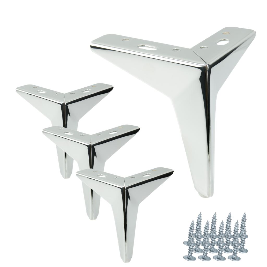 Set of 4 furniture legs Star silver chrome height 13 cm