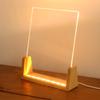 Small DIY Acrylic Handwritten Note Board Wood LED Light Stand Night Light USB Powered (Warm Light)