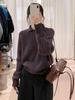 Women's Fuzzy Gray Lapel Sweater - Cozy Korean Loose Fit for Autumn/Winter