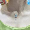 Fashion Elegant Blue Gemstone Tassel Necklace For Women   Simple And Fresh Collar Chain New In Fine Jewelry Gift