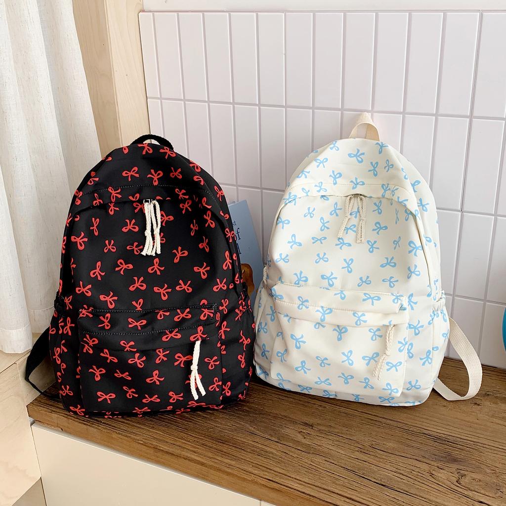 Schoolbag new simple floral bow junior high school students backpack casual versatile schoolbag fresh large capacity backpack