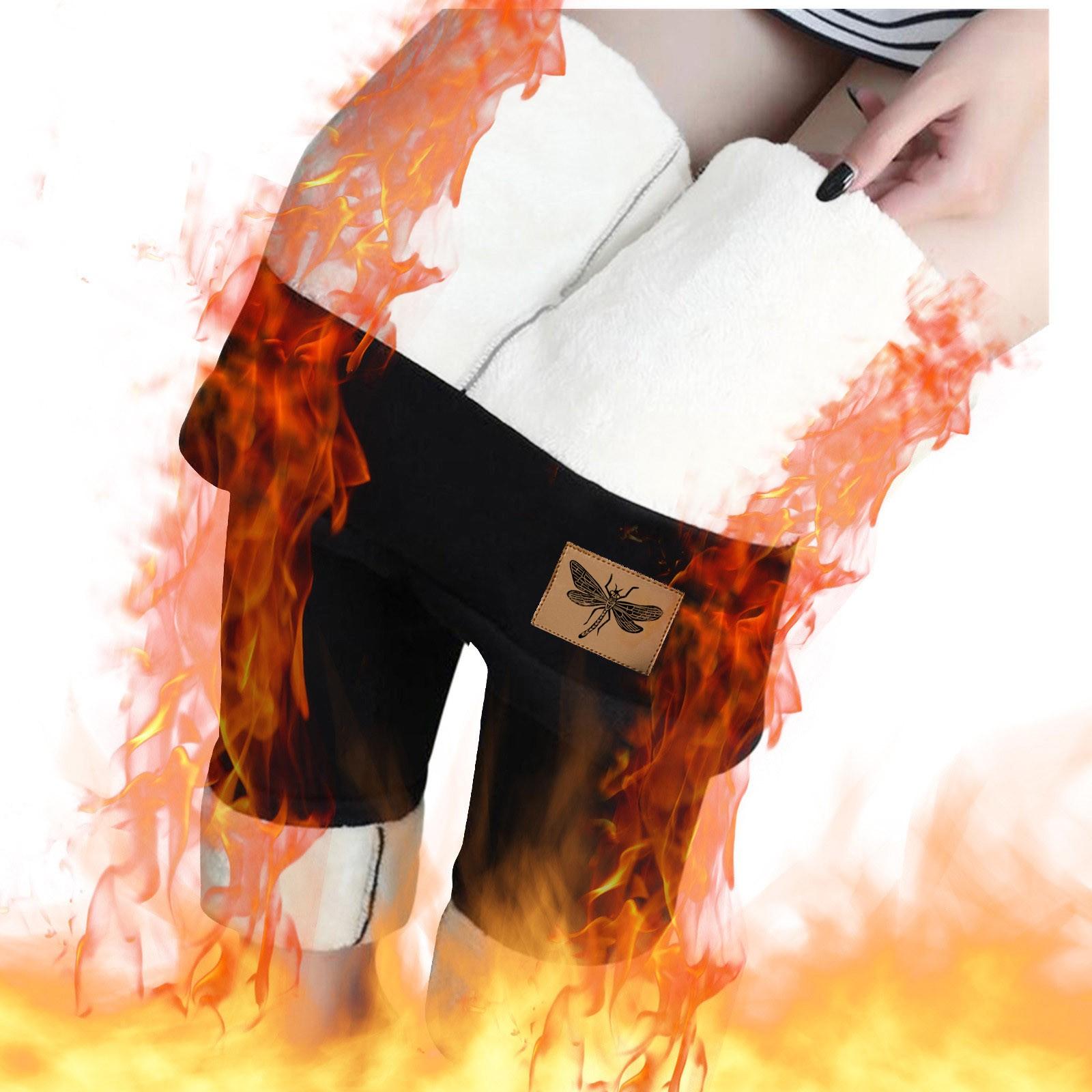

Women Dragonflies Sign Warm Winter Tight Thick Velvet Cashmere Pants Trousers Leggings S чорний