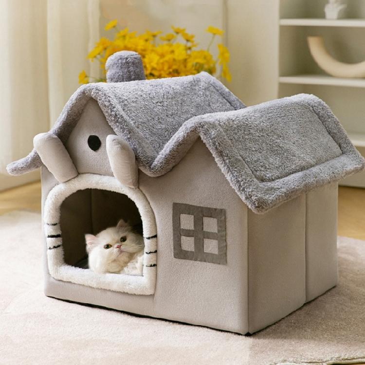 Cat Bed Deep Sleeping Bed Dog Winter House Cute Detachable Enclosed Pet Tent
