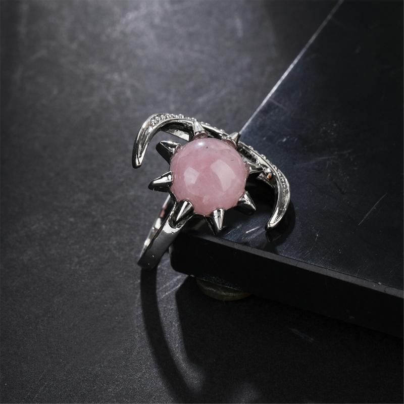 Elegant Moon and Star Crystal Ring Smooth Comfort Band Handmade Finger Jewelry Stylish Daily Wear Accessories