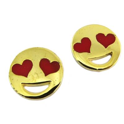 [P8195] - Handgefertigte Ohrringe 'Emoji' (Liebe) goldrot - 11 mm