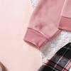 New Girls Autumn and Winter Fake Two-piece Sweatshirt Plaid Skirt Suit