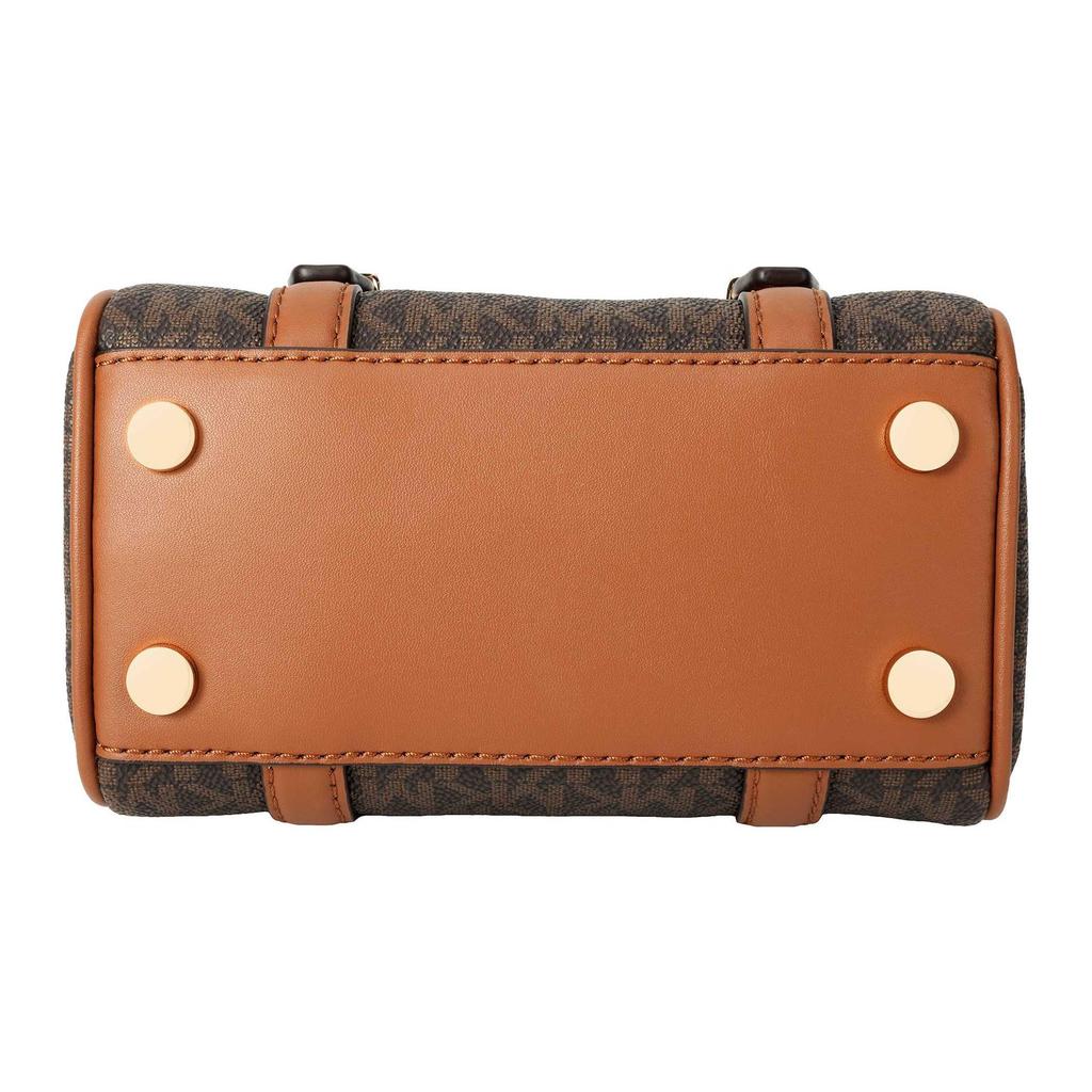 Michael Kors Złoty metalowy charms z logo Bedford Monogram Color Block Torba crossbody Torba Boston Damskie torebki Kolor dębowo-brązowy 32F9G06C0B-252