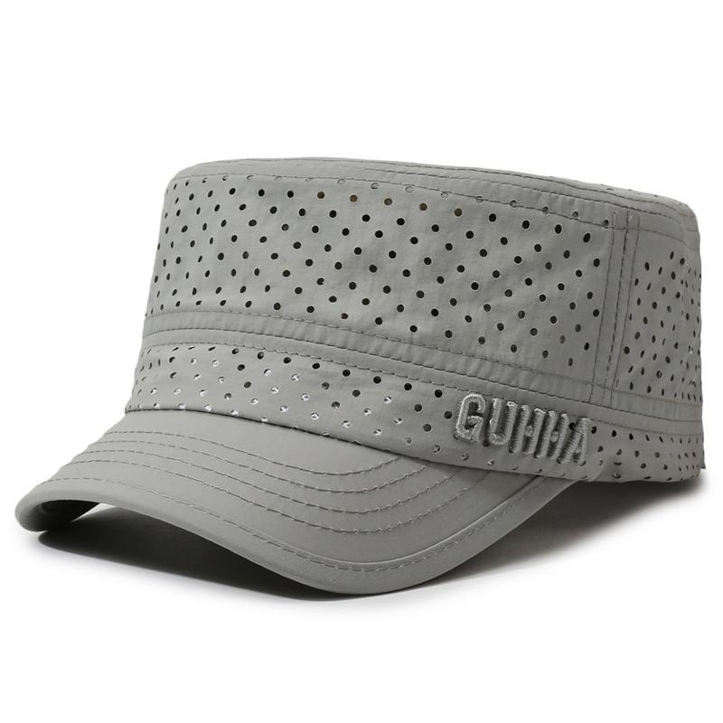 Summer Men s Breathable Quick-Drying Flat Cap Sunscreen Cap Outdoor Sports Cap светло-серый