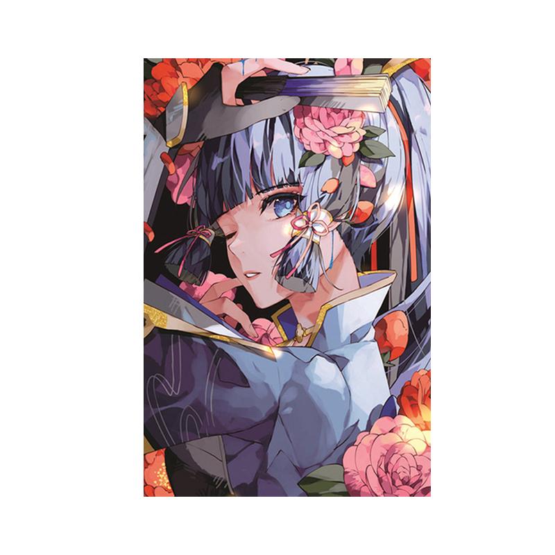 Genshin Impact Cartoon Characters Floral Posters Room Decor Anime Game Pictures Wall Art Bedroom Interior Poster Canvas Painting