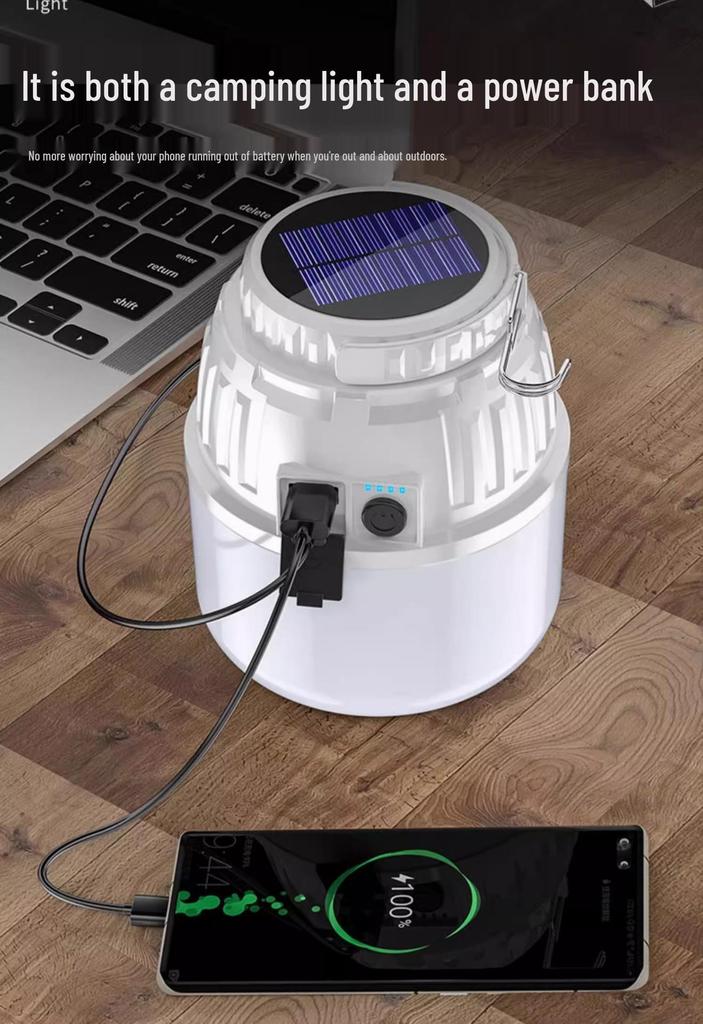 Rechargeable Solar Camping Lantern - Long Battery Life, Emergency & Outdoor Tent Light