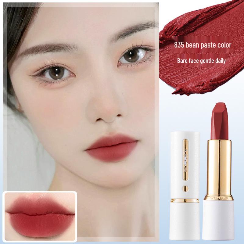 MYG Glamour Hall Waterproof Matte Lipstick: Long-Lasting, Non-Stick, Moisturizing, Sweat-Proof, Enhances Complexion - Little White Tube