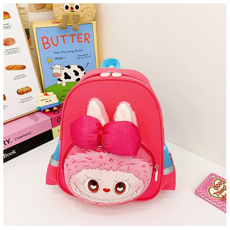 Adorable Cartoon Backpack For Kids With Breathable Material And Lightweight Design In Purple Pink And Blue