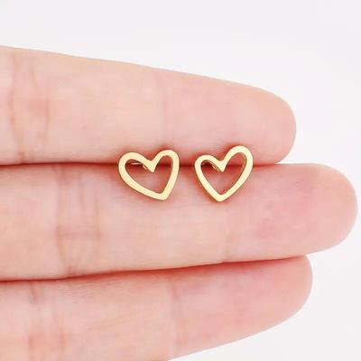 Stainless Steel New Earrings Simple Geometric Round Hollow Love Earrings Earrings Simple and Versatile Style