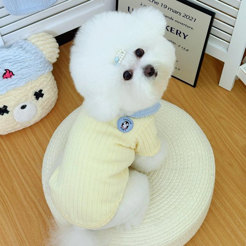 

Теплая одежда для кошек и собак на осень и зиму, лацкан, тедди, бишон фризе, кардиган для собак малых и средних пород, одежда для кошек XS светло-желтого