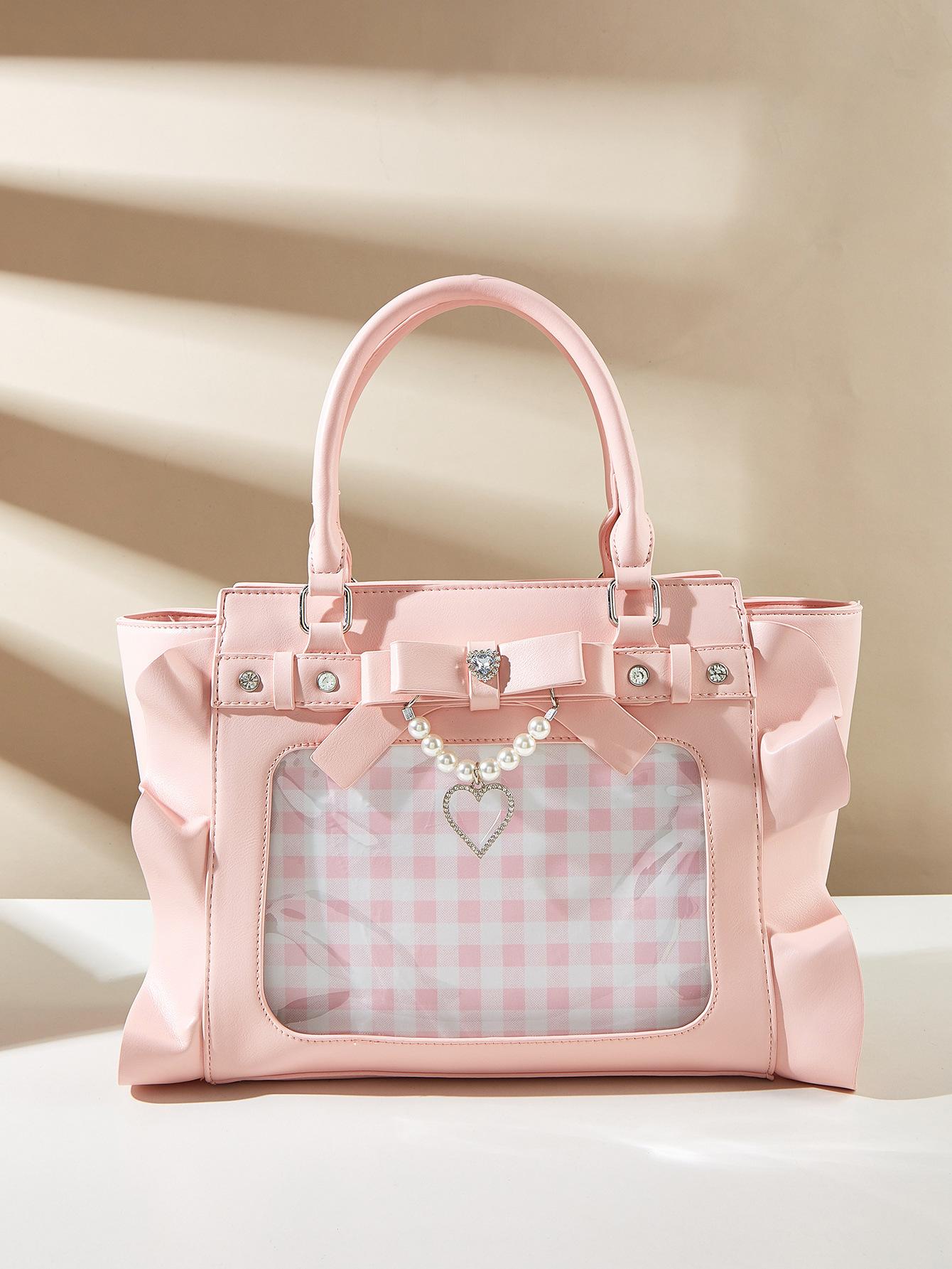 Cute Japanese heart-shaped printed handbag with