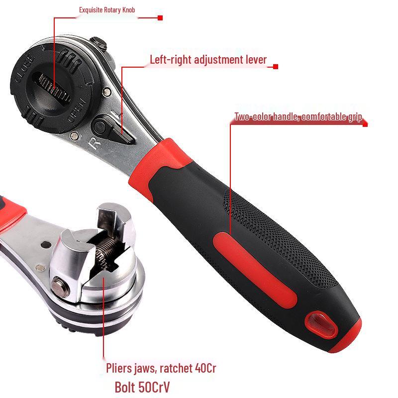 Adjustable 6-22MM Ratchet Wrench – Multifunctional Open-End Tool