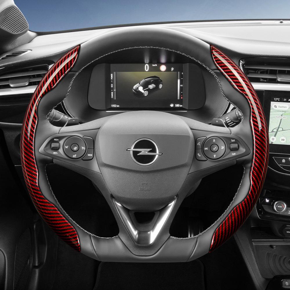 Geeignet für Opel Carbonfaser-Textur Lenkradabdeckung mit segmentiertem Schnellverschluss-Design, Langlebig, für Modelle wie Corsa, Mokka, Astra