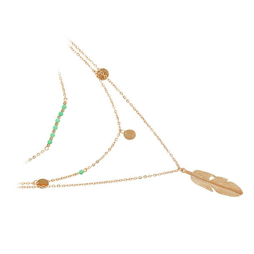 Women Multi-layers Collar Pendant Choker Necklaces Multiple Row Sequin Beads