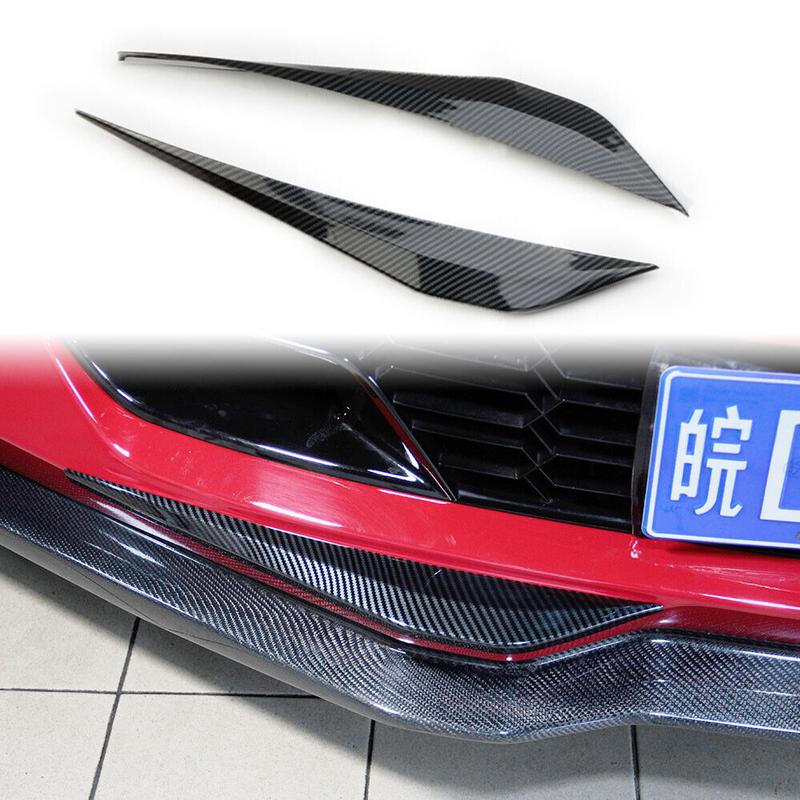 2 τμχ Αξεσουάρ Αυτοκινήτου για Chevrolet Corvette C7 2014-2018 Κάλυμμα Τριμ Γωνιακό Προστατευτικό Μπροστινού Προφυλακτήρα με Εκτύπωση Ανθρακονήματος