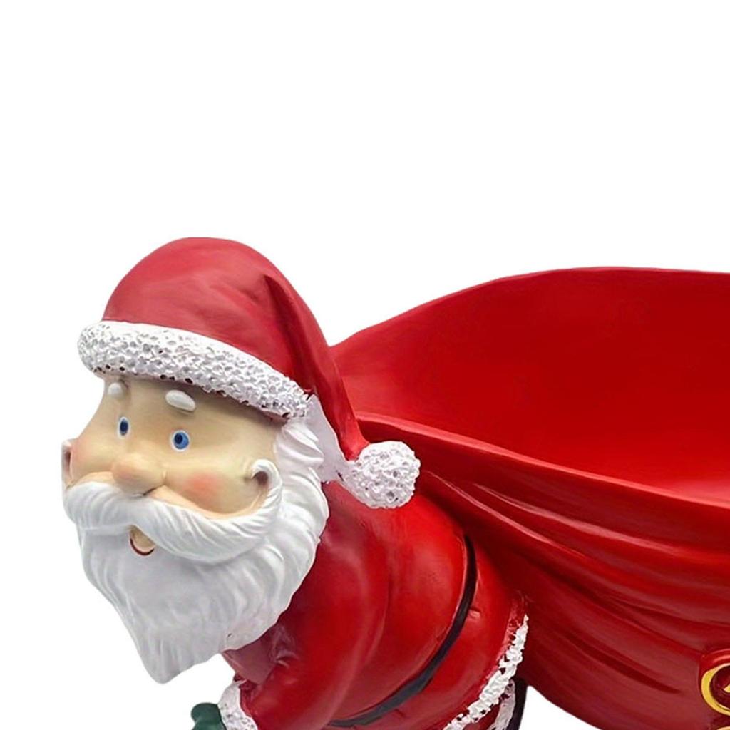 Santa Decor Statue with Storage Bowl, Desktop Organizer ,Christmas Sculpture, Key Holder Sundries Container for Desktop Cabinet