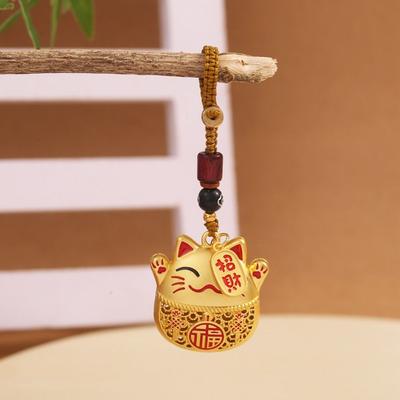 Hand-woven Key Chain Strap Chinese Style Pendant Maneki Neko Pendant Lucky Cat Key Chain  Women