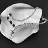Cross Stainless Pearl Volcanic Rock Silver Chain Long Vintage Cross Gift [Rockyu] Men's Necklace, Steel, & Beads, Pendant, Necklace, Style, Accessory,