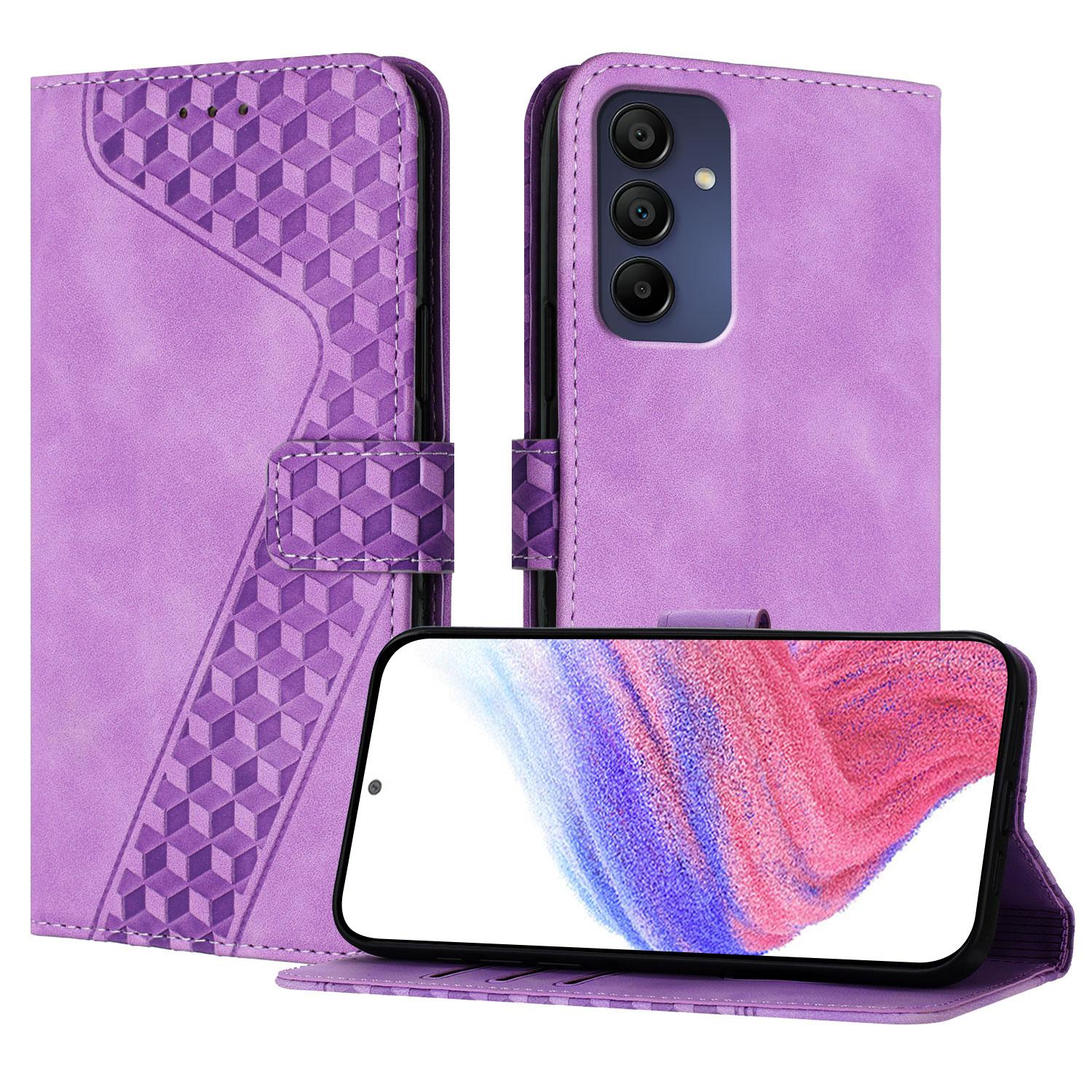 

For Samsung Galaxy A16 4G Leather Case 7-Shaped Pattern Wallet Stand Shockproof Phone Cover Purple