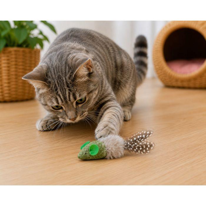 Jouet souris - EDEN - Katti - cataire comprimée - avec plumes - lot de 2