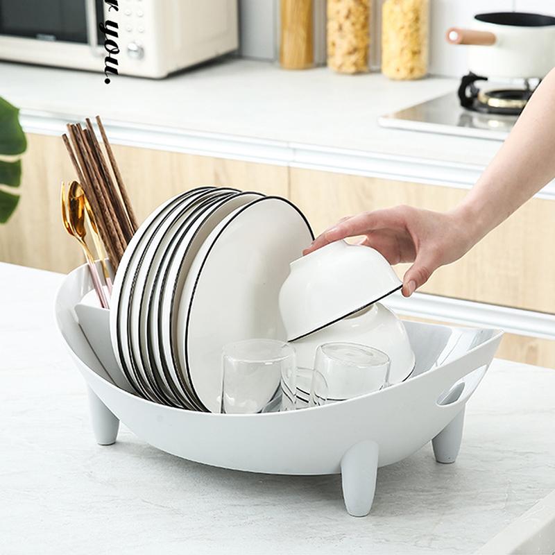 Сушилка для посуды Овальная форма Сушилка для тарелок Чаша Контейнер для хранения столовых приборов с держателем для посуды Корзина для овощей Кухонный контейнер 980₽