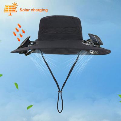 Solar Fan Hat Sun Hat with 2 Solar Fan Outdoor Fishing Hat Wide Brim Bucket Hat for Men Outdoor Camping Fishing Hiking