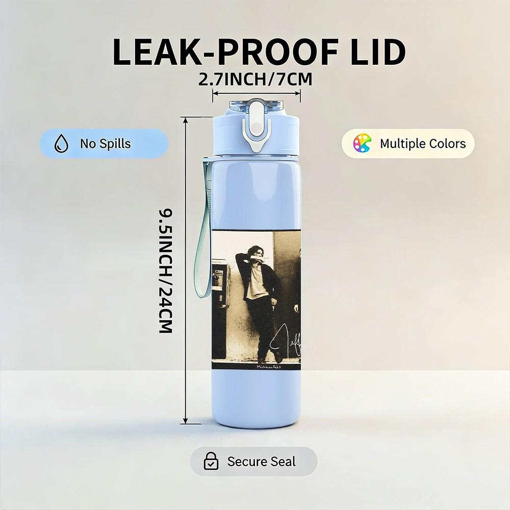 1PC Band Group Black White 750ml Sports Water Bottle Leakproof Straw Lid Outdoor Office Home