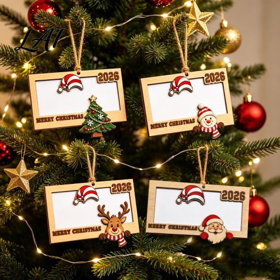 Birthday Cash Holder Gift Wooden Money Holder Personalized Wallet with Santa Decorative Wood Hanging Ornament Design Creative Christmas Tree