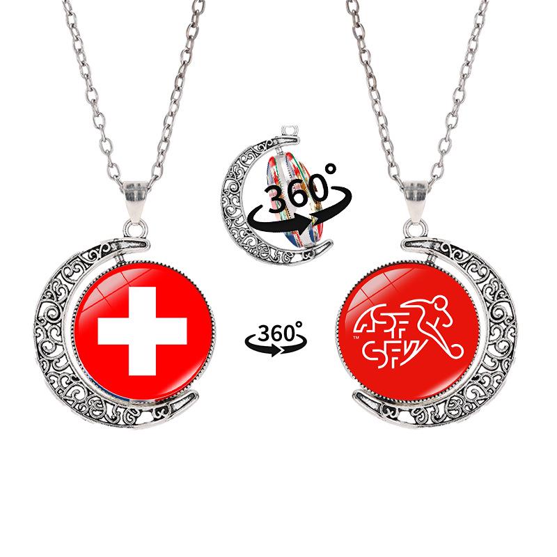 2026 World Cup Flag Emblem Double-Sided Crescent Pendant Necklace