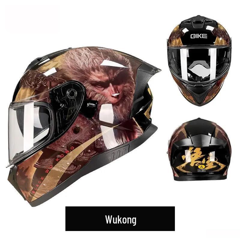 Unisex Double Lens Full Face Motorcycle Helmet with Large Tail Wing