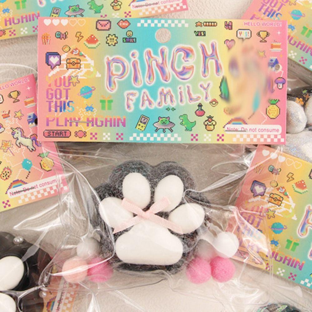 Sensory Toy Cartoon Fidget Toy Plush Pinch Decompression Toy Black Cat Paw Squeeze Toy  Funny Toys