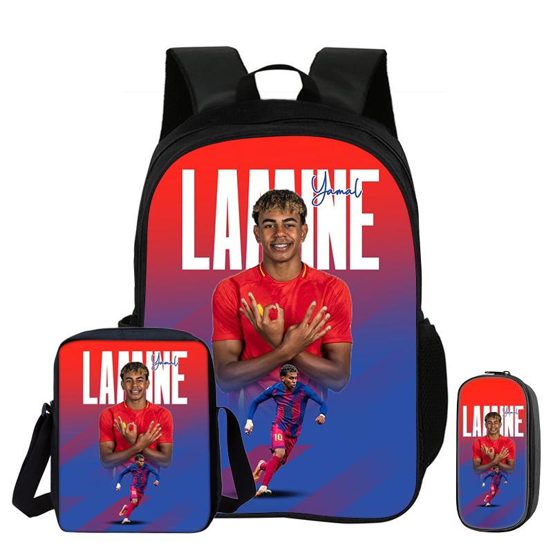 L-Lamin Yamal Set da 3 Pezzi Zaino Borsa a Spalla Astucci Zaino da Scuola Zaino Stella del Calcio bambino Mochila Borsa Sportiva Regalo per Bambini