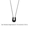 U-Shape Metal Pendant Necklace Irregular Sweater Chain New Long Leather Rope Necklace  Gifts