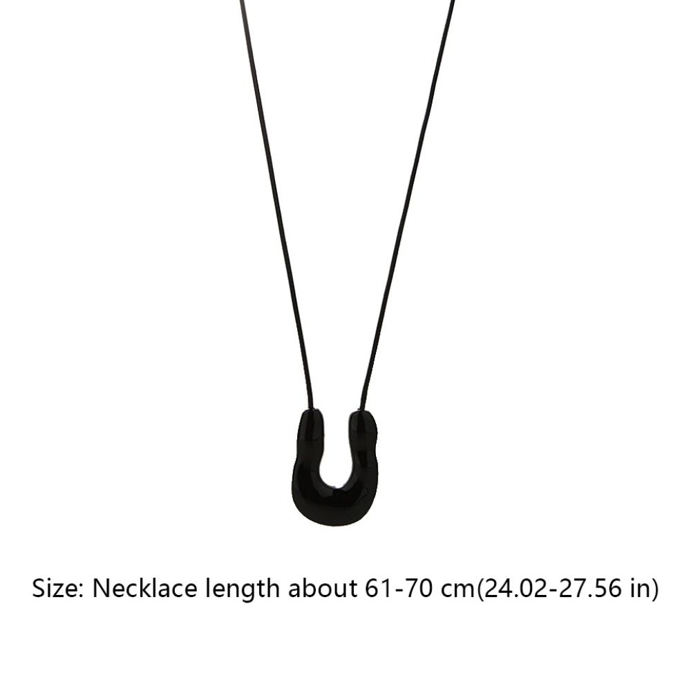 U-Shape Metal Pendant Necklace Irregular Sweater Chain New Long Leather Rope Necklace  Gifts