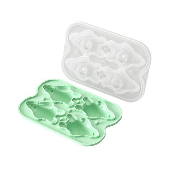 Eiswürfelform mit Deckel Liegender Bär Flexible Silikon-Eiswürfelform Auslaufsicher Stapelbarer Eiswürfel-Aufbewahrungsbehälter für die Heimbar