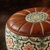 Round Shape Fillable Ottoman Pouf PU Leather Round Pouf Cover New Floor Seat Cushion  Home Use