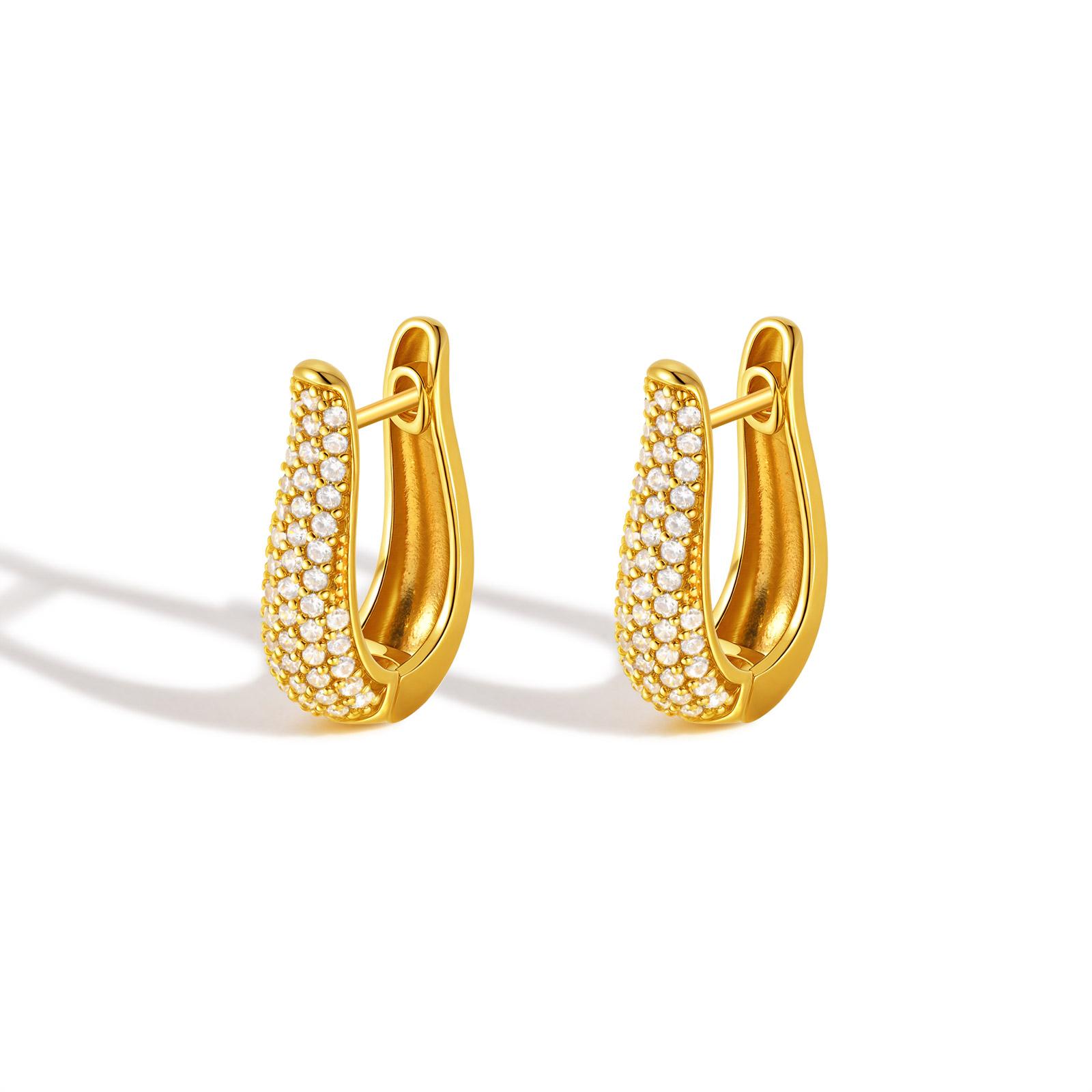 

Exquisite Zircon U-shaped Earrings for Women,18K Gold Color Hoop Earrings,Classic Geometric Jewelry Gifts